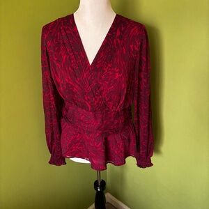 Sofia Jeans Long Sleeve Ruched Waist Blouse